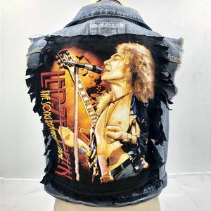 Led Zeppelin Vintage Handmade Cropped Denim Vest
